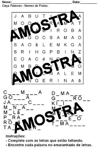 CAÇA-PALAVRAS DE FRUTAS - Caça-palavras