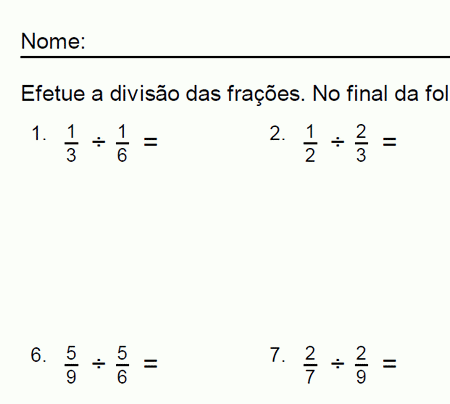 Divisão com frações - Recursos de ensino