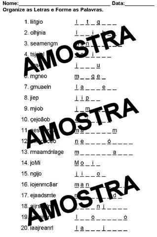 Organizar as Letras Para Formar Palavras Diversas