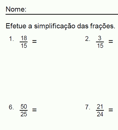 Simplificação de Frações, PDF, Fração (Matemática)